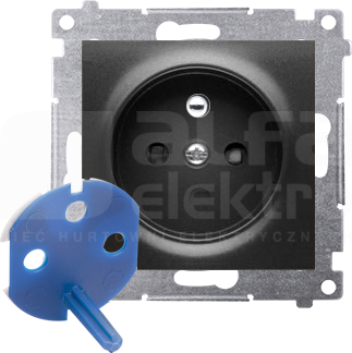 SIMON54 2P+Z 16A DATA czarny mat Gniazdo z kluczem