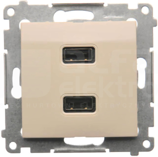 SIMON54 2,1A/5VDC krem Ładowarka 2xUSB