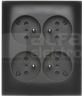 AQUACLICK 4x2P+Z czarny mat Gniazdo poczwórne