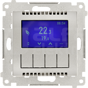 SIMON54 srebrny mat Regulator temperatury z wyświetlaczem