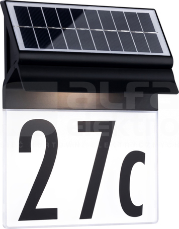 NEDA 3000K 141lm IP44 czujnik ruchu czarny Numeryczna oprawa solarna