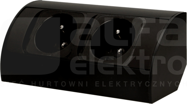 OR-AE-1303/B 2x230V czarny Gniazdo meblowe bez wyłącznika