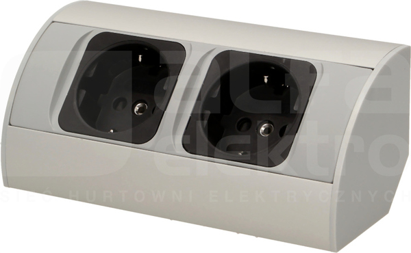 OR-AE-1303/G(GS) 2xSCHUKO aluminium Gniazdo meblowe bez wyłącznika