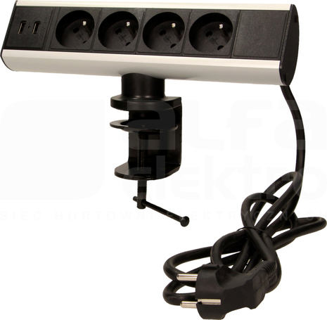 OR-AE-13103 4x2P+Z USBx2 1,8m Gniazdo meblowe z uchwytem montażowym