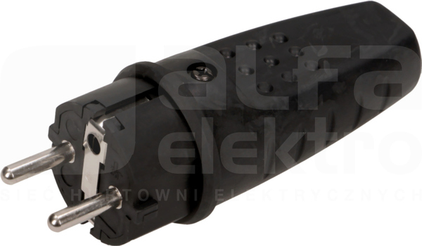 OR-AE-1315 IP44 czarny Wtyczka gumowa prosta z uziemnieniem