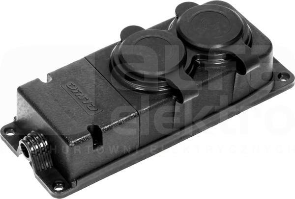 OR-AE-13165 2x16A 230VAC IP44 czarny Rozgałęźnik