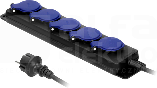 5x2P+Z H05RR-F 3x1,5mm2 5m IP44 Przedłużacz warsztatowy bryzgoszczelny
