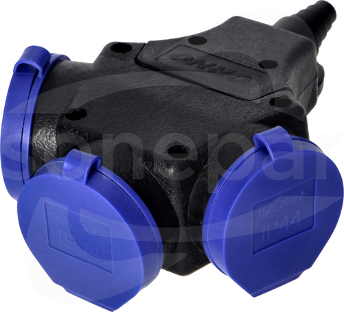 IP44 3x2P+Z Schuko 16A 230VAC Rozgałęźnik bryzgoszczelny