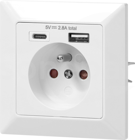 2P+Z USB-A + USB-C Gniazdo pojedyńcze