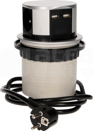 OR-AE-1342 3x2P+Z USBx2 1,5m Gniazdo meblowe wysuwane z blatu