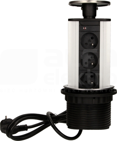 OR-AE-1352 3x2P+Z 10cm 1,8m INOX Gniazdo meblowe wysuw.z blatu