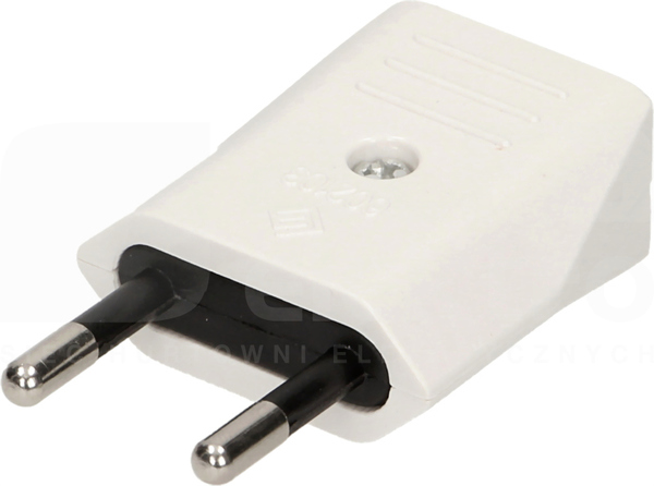 OR-AE-1374 10A 250V biały Wtyczka płaska bez uziemnia