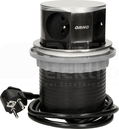 OR-AE-1380 4x2P+Z INOX Gniazdo meblowe wysuwane z blatu