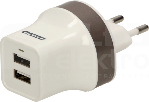 OR-AE-1392 2xUSB 5VDC/2,1A Ładowarka sieciowa