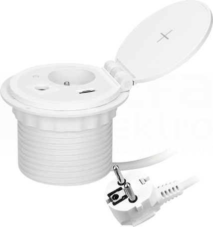 OR-GM-9015/W 2P+Z 2xUSB 2,4A 5V biały Gniazdo meblowe z ładowarką