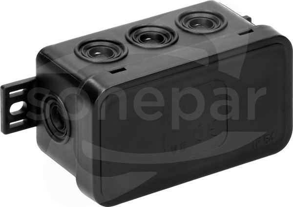 80x45x41 IP54 czarny Puszka instalacyjna natynkowa