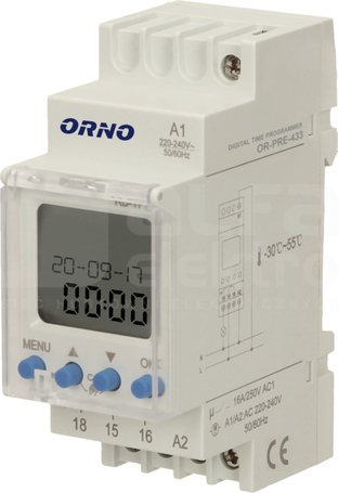 OR-PRE-433 Programator czasowy elektr.na szynę DIN