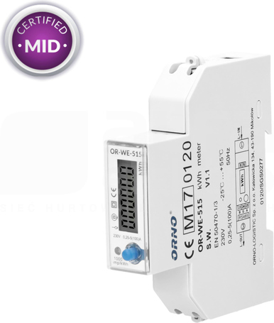 OR-WE-515 100A RS485 MID Licznik energii elektr.1-faz.wielotaryf.