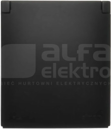 AQUACLICK 2P+Z IP44 czarny Gniazdo bryzgoszczelne z przesł styków klapka w kolorze pokr