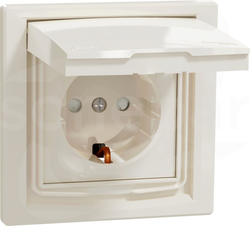 Asfora EPH3100323 pojedyncze SCHUKO IP44 kremowe Gniazdo