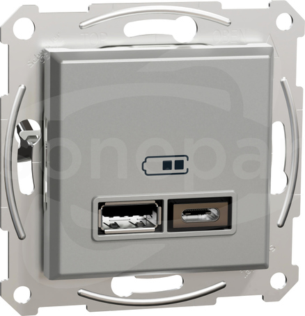 Asfora EPH2700361 USB A+C 24A bez ramki aluminium Gniazdo