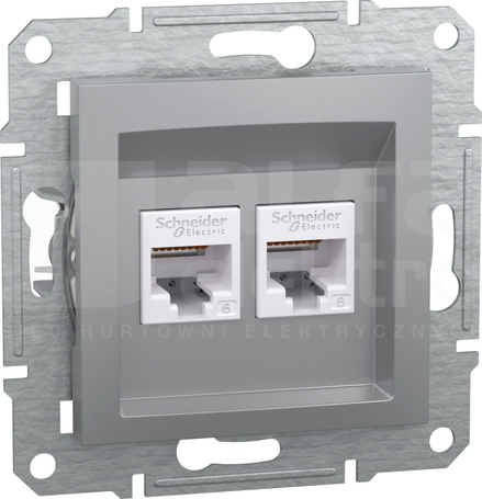 ASFORA UTP kat.6 aluminium Gniazdo komputerowe 2x