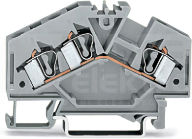 281-631 szara 4mm2 Złączka przelot.3-przewodowa