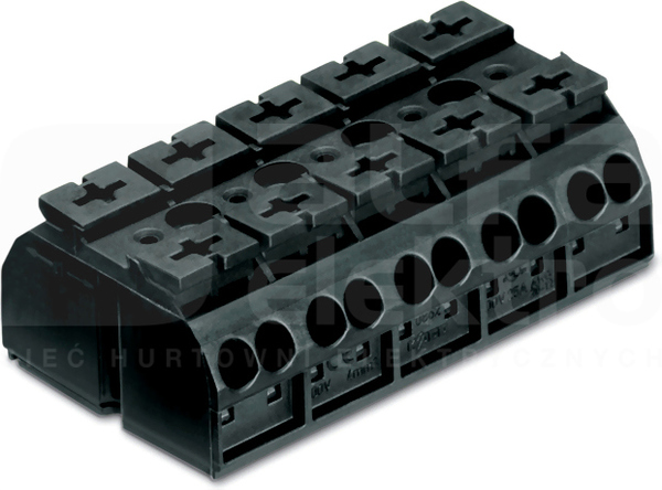 862-505 czarny Blok zasilający 5x4mm2
