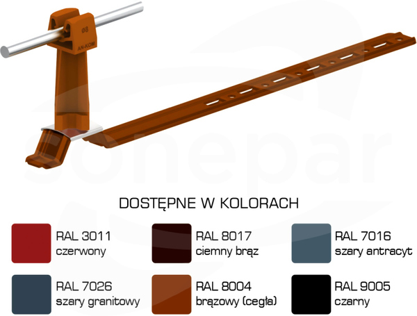 AN-20KP/LA/-N Z-zatrzask L=42cm H=7cm brąz Uchwyt dachówkowy uniwersalny