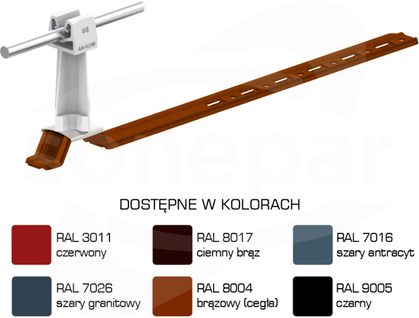 AN-19KP/LA/S-N Z-zatrzask L=28cm H=7cm szary Uchwyt dachówkowy uniwersalny