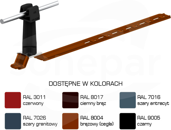 AN-20KP/LA/C-N Z-zatrzask L=42cm H=7cm czarny Uchwyt dachówkowy uniwersalny
