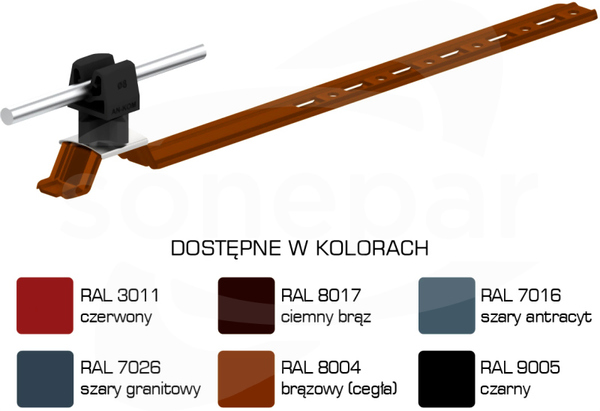 AN-20KPN/LA/C-N Z-zatrzask L=42cm H=3,5cm czarny Uchwyt dachówkowy uniwersalny
