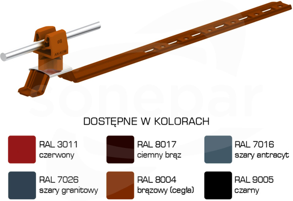 AN-20KPN/LA/-N Z-zatrzask L=42cm H=3,5cm brąz Uchwyt dachówkowy uniwersalny
