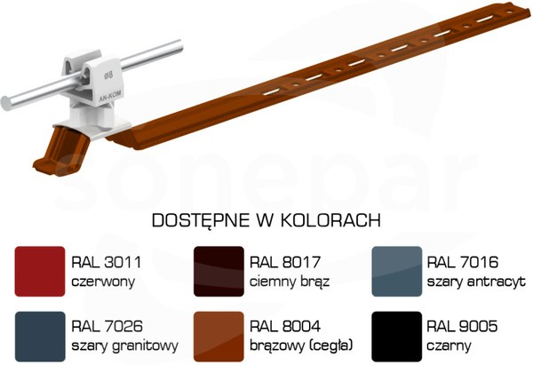 AN-20KPN/LA/S-N Z-zatrzask L=42cm H=3,5cm szary Uchwyt dachówkowy uniwersalny