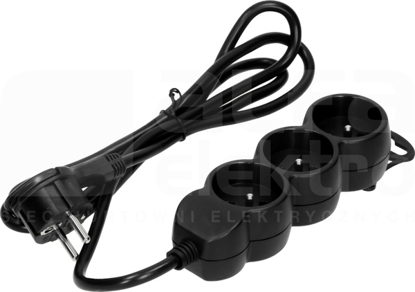 3x2P+Z 5m 3x1,5mm2 16A czarny Przedłużacz 3-krotny