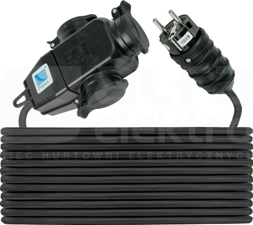 3x250V 16A H05RR-F 3x2,5/15m IP44 Trójnik z wtyczką i przewodem