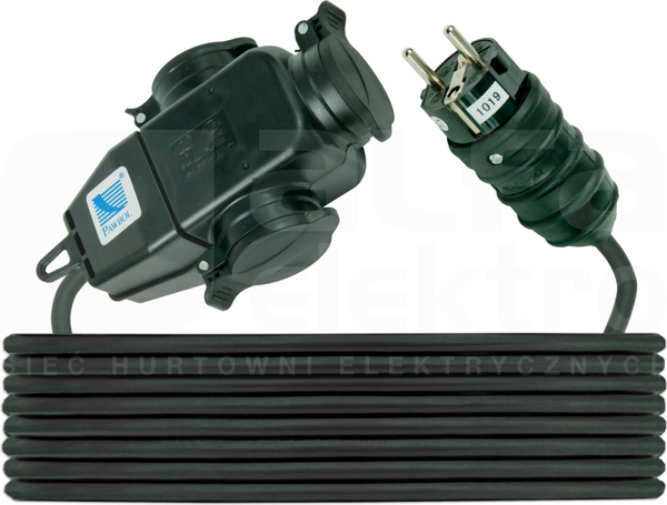 3x250V 16A H05RR-F 3x1,5/5m IP44 Trójnik z wtyczką i przewodem