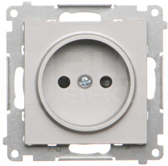 SIMON55 2P 16A  aluminium mat Gniazdko wtyczkowe bez uziemienia z przesłonami styków