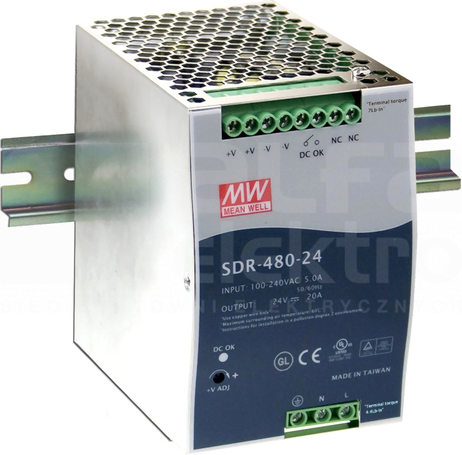 SDR-480 480W 24V/20A Zasilacz impulsowy