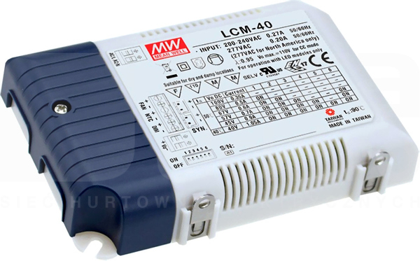 LCM-40DA 42W 2-100DVC 0,35-1,05A Zasilacz impulsowy 2 kl.izol