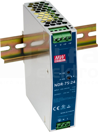 NDR-75-48 76,8W 48V/1,6A Zasilacz impulsowy jednofazowy