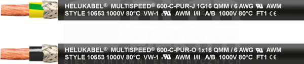 MULTISPEED-600-C-PUR-O 1x50 Przewód giętki łańcuchowy