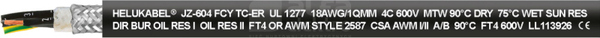 JZ-604-FCY TC 4G2,5 Przewód giętki ekranowany