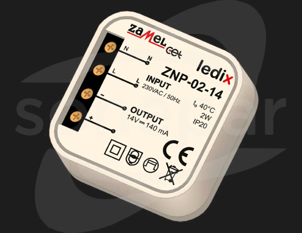 ZNP-02-14 14VDC 2W Zasilacz LED dopuszkowy