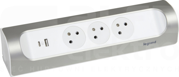 PRZED.3X2P+Z+USB AC B/P-B/AL Przedłużacz narożny