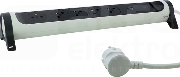HELMO 5x2P+Z+USB AC 1,5M-B/G Przedłużacz