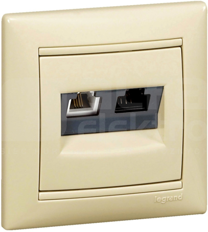 VALENA RJ11+RJ45 kat.6 kremowy Gniazdo komputerowe