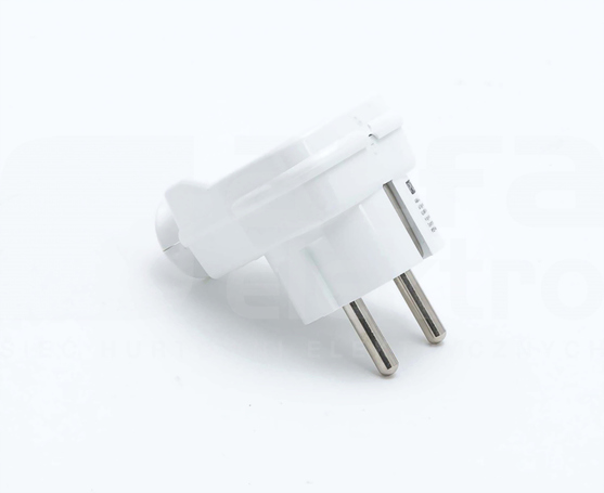 10/16A 2P+Z 250V UNI-SCHUKO biały Wtyczka kątowa