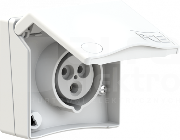 DESIGN 16A 2P+Z 230V IP44 biały Gniazdo tablicowe nikiel
