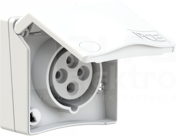 DESIGN 16A 3P+Z 400V IP44 biały Gniazdo tablicowe nikiel